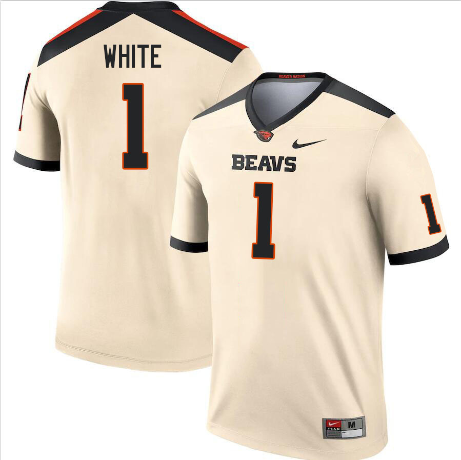 Men #1 Mason White Oregon State Beavers College Football Jerseys Stitched-Cream